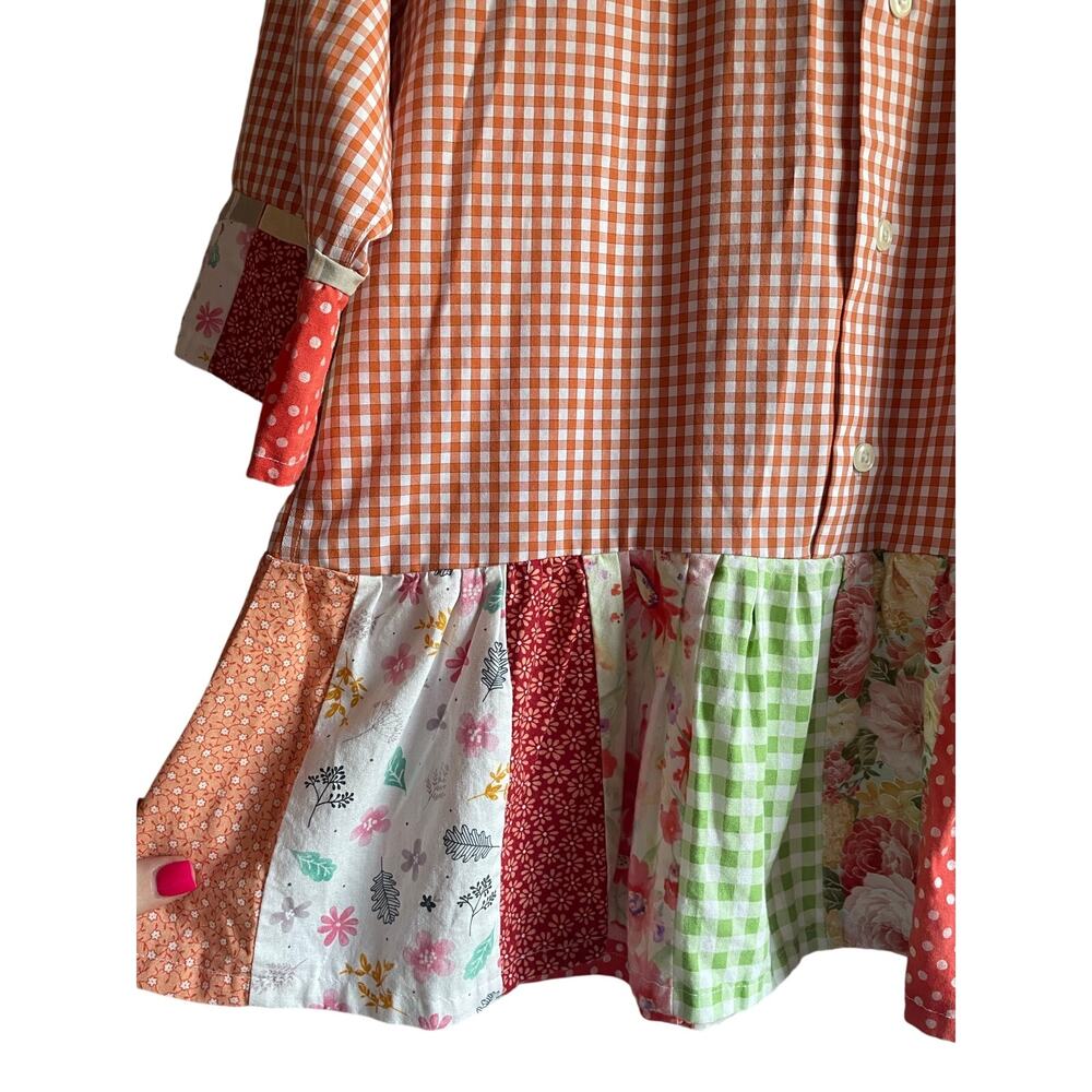 Handmade Gingham Ruffle Top Colorful Whimsy Size Large - Picture 8 of 8